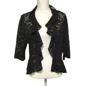 Dressbarn Collection Lace Jacket Womens 14/16 Black Formal Wedding Holiday USA